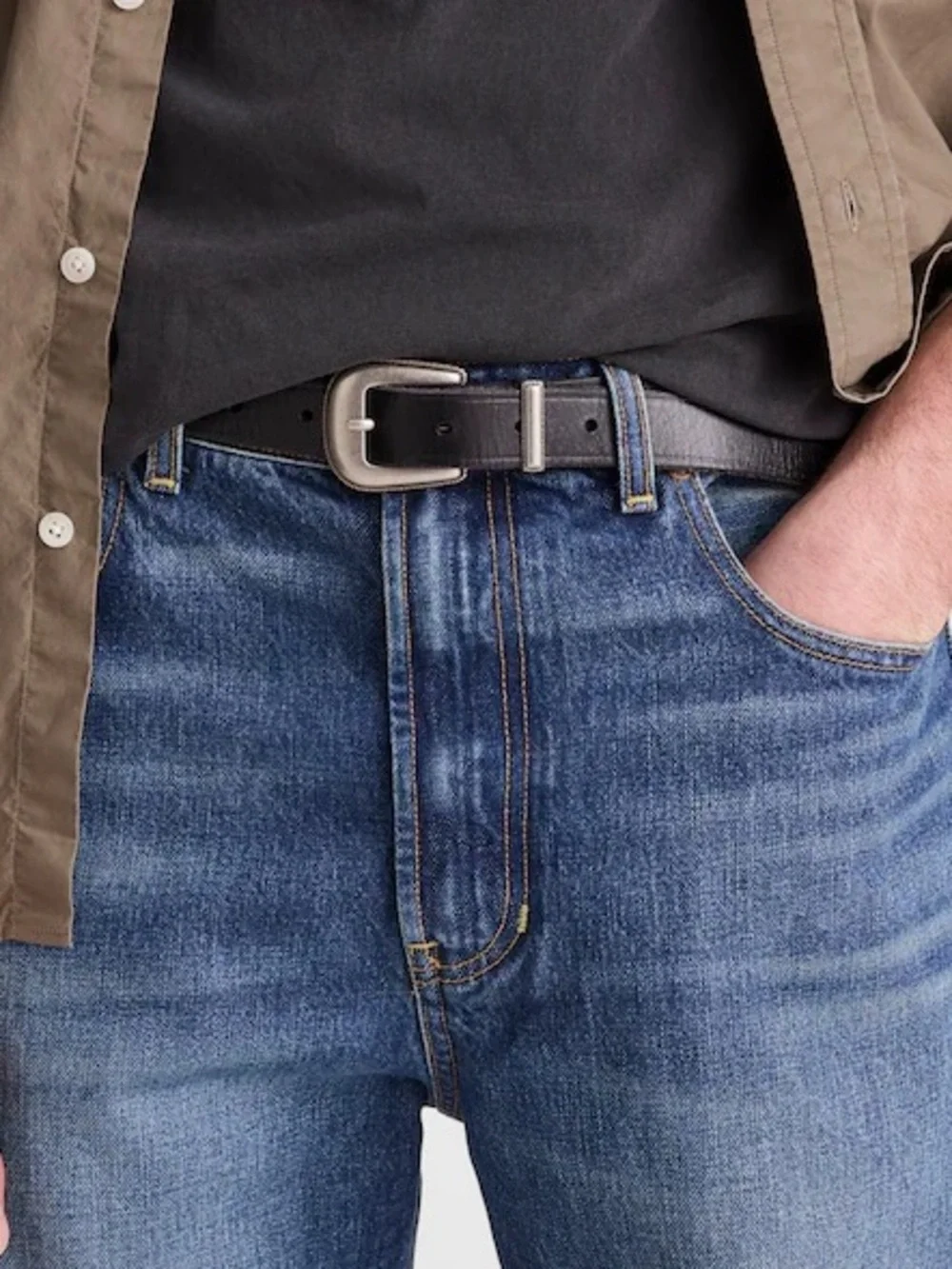 Mens NWT Madewell western black leather belt